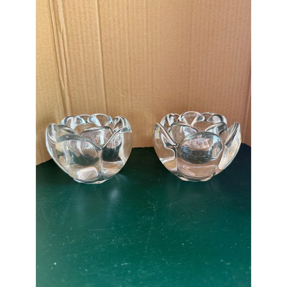Vtg Royal Copenhagen Lotus Flower Votive Candle Holders Set of 2 Heavy Tulip